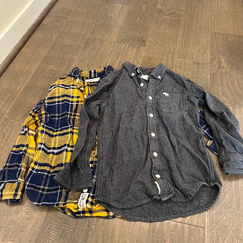 Abercrombie Kids Yellow Plaid and Gray Button Down Shirts